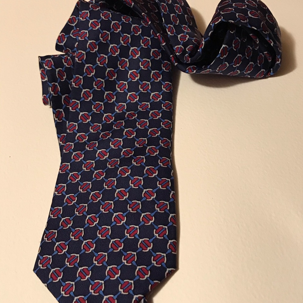 Hermès vintage handsome blue & red geometric tie